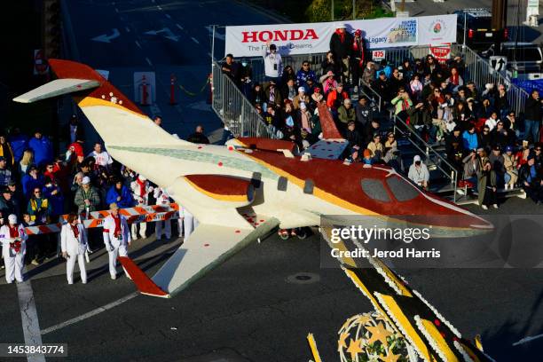 View of a float at the 134th Rose Parade Presented by Honda on January 02, 2023 in Pasadena, California.