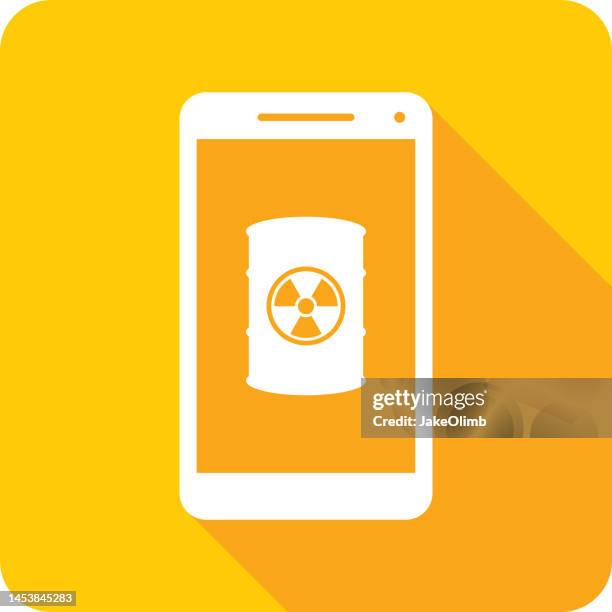 waste barrel smartphone icon silhouette 2 - caution radiation stock illustrations