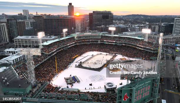 General view of Fenway Park after the second period during the 2023 Discover NHL Winter Classic game between the Pittsburgh Penguins and the Boston...