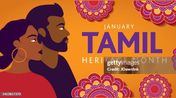tamil heritage month january commemorative day banner template design - human migration stock illustrations