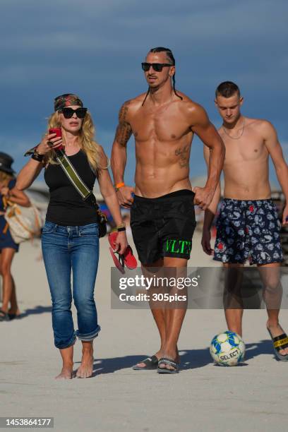 Helena Seger and Zlatan Ibrahimovic are seen on January 02, 2023 in Miami, Florida.