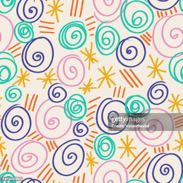 colorful abstract modern doodle seamless tileable pattern - mosaikstückchen stock-fotos und bilder