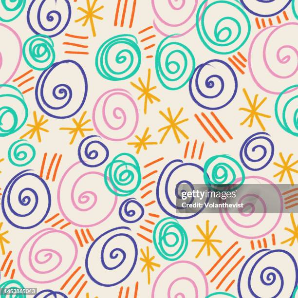 colorful abstract modern doodle seamless tileable pattern - herhaalpatroon in tegels stockfoto's en -beelden