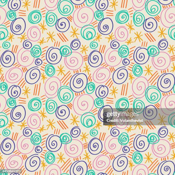 colorful abstract modern doodle seamless tileable pattern - herhaalpatroon in tegels stockfoto's en -beelden