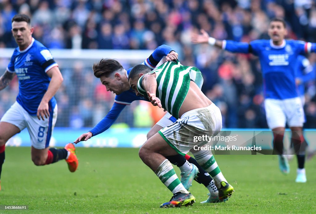 Cameron Scott Rangers Cameron Carter-Vickers of Celtic tangles with Scott Wright of Rangers ...