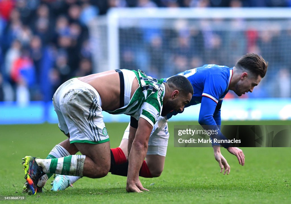 Cameron Scott Rangers Cameron Carter-Vickers of Celtic tangles with Scott Wright of Rangers ...