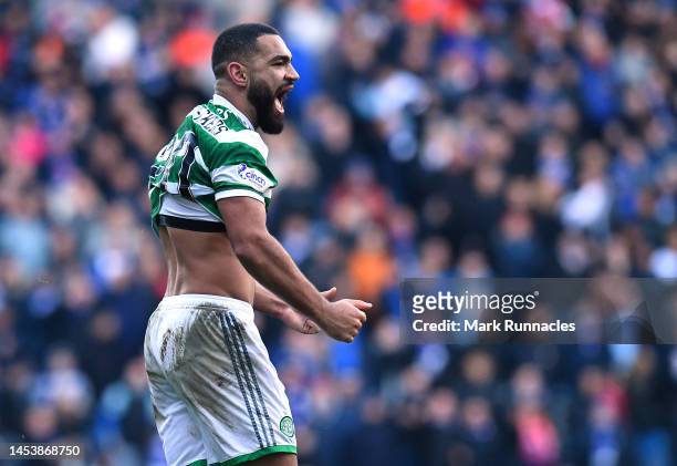 Cameron Carter-Vickers of Celtic reacts during the Cinch Scottish Premiership match between Rangers FC and Celtic FC at Ibrox Stadium on January 02,...
