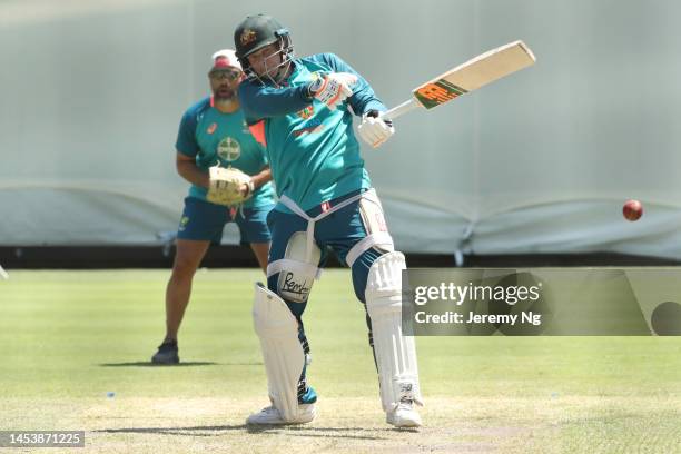 Steven Smith of Australia bats during an Australian Test squad training session at Sydney Cricket Ground on January 03, 2023 in Sydney, Australia.