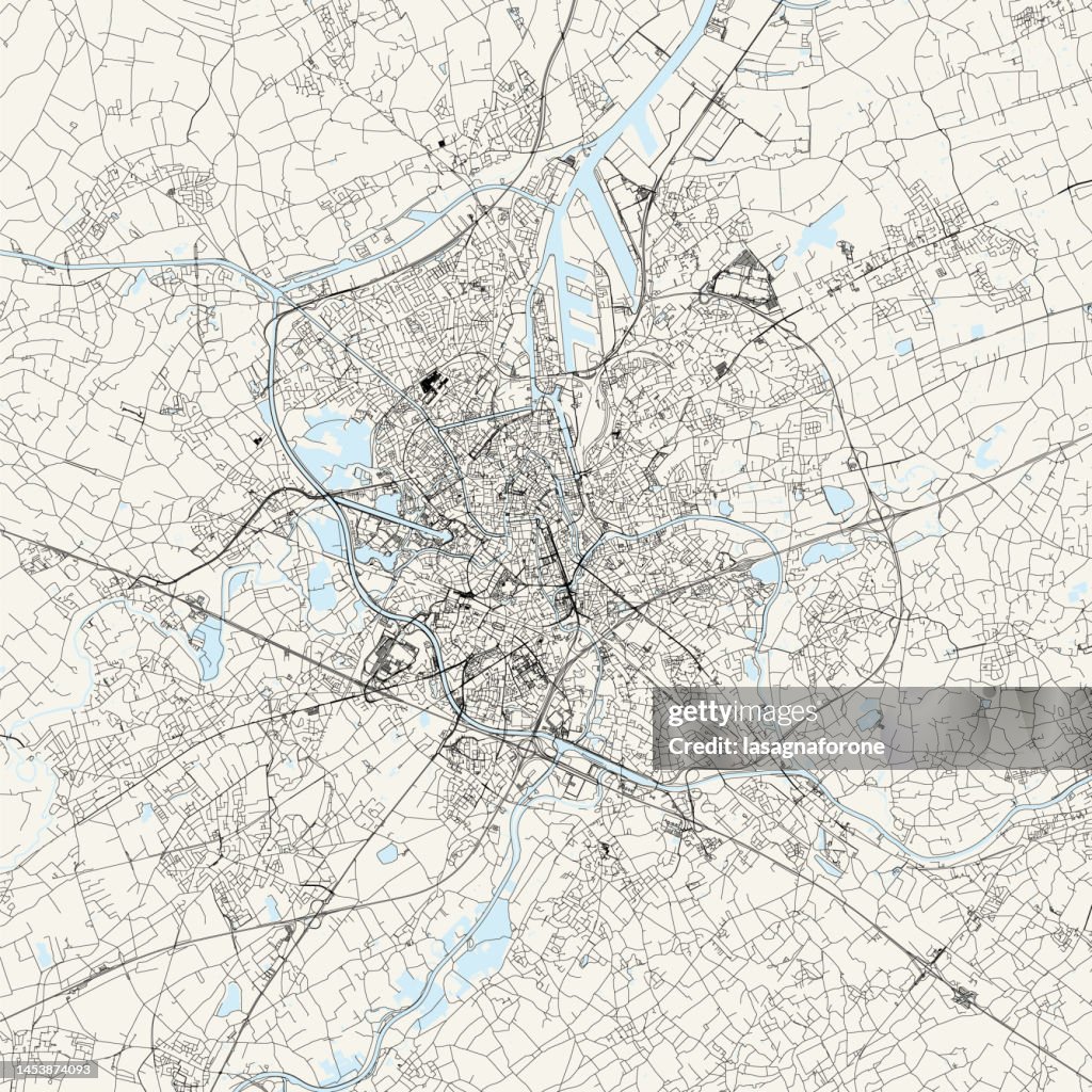 Ghent, Belgium Vector Map