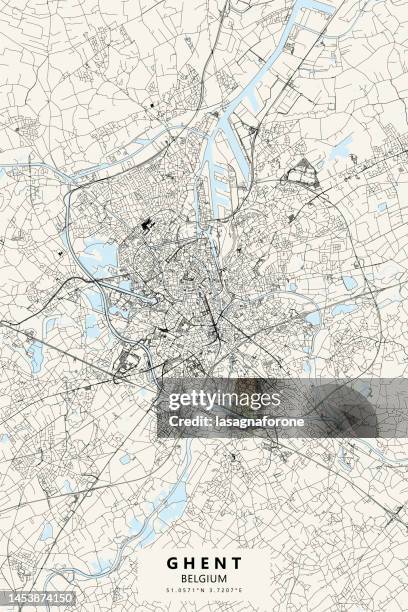 stockillustraties, clipart, cartoons en iconen met ghent, belgium vector map - gent
