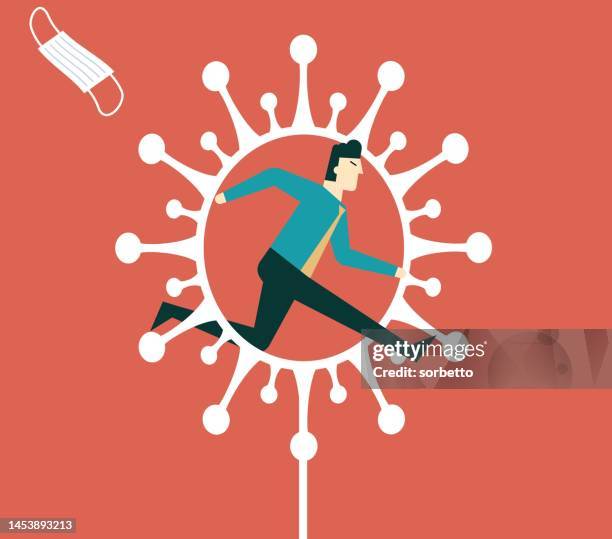 stockillustraties, clipart, cartoons en iconen met businessman jumping - covid-19 - toxic employee