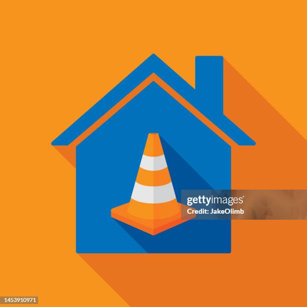 house traffic cone icon flat - conical roof stock illustrations