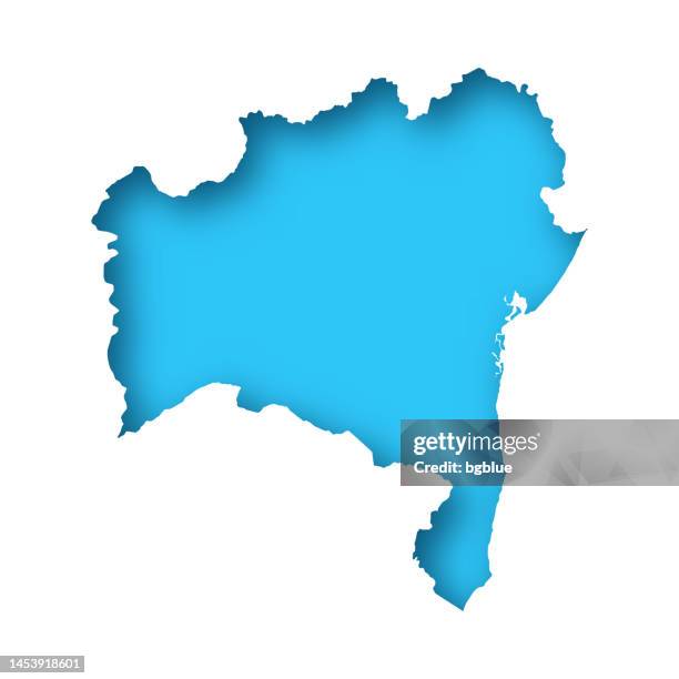 bahia map - white paper cut out on blue background - bahia stock illustrations