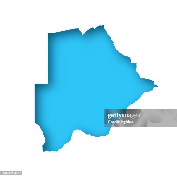 botswana map - white paper cut out on blue background - botswana 幅插畫檔、美工圖案、卡通及圖標