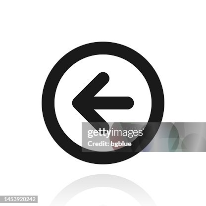 Left arrow button. Icon with reflection on white background Left arrow button. Icon with reflection on white background