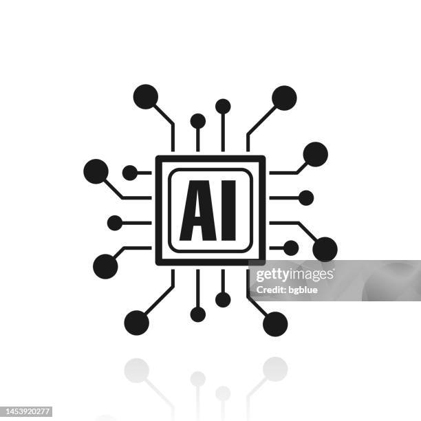 illustrations, cliparts, dessins animés et icônes de processeur avec intelligence artificielle ai. icône avec reflet sur fond blanc - pcb clip art