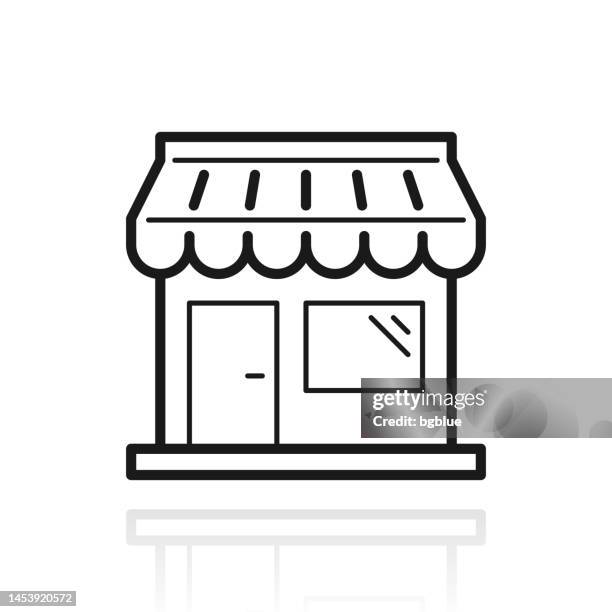 store. icon with reflection on white background - boutique owner stock illustrations