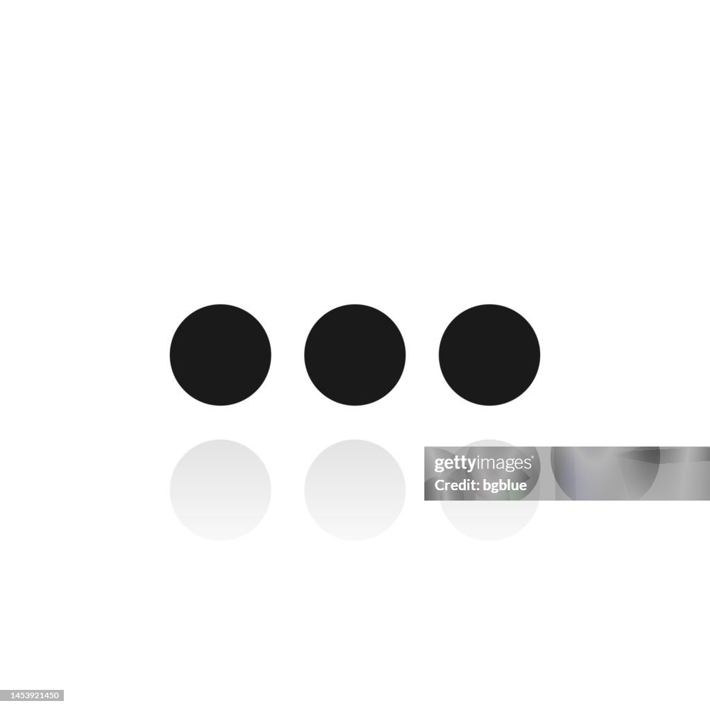 Ellipsis. Icon with reflection on white background