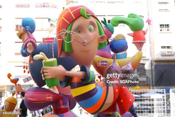 the fallas festival - paper sculpture stock pictures, royalty-free photos & images