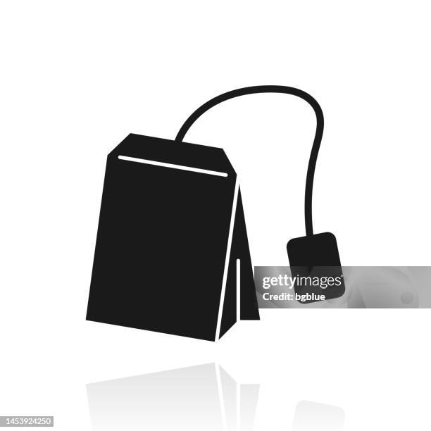 tea bag. icon with reflection on white background - herbal tea bag stock illustrations