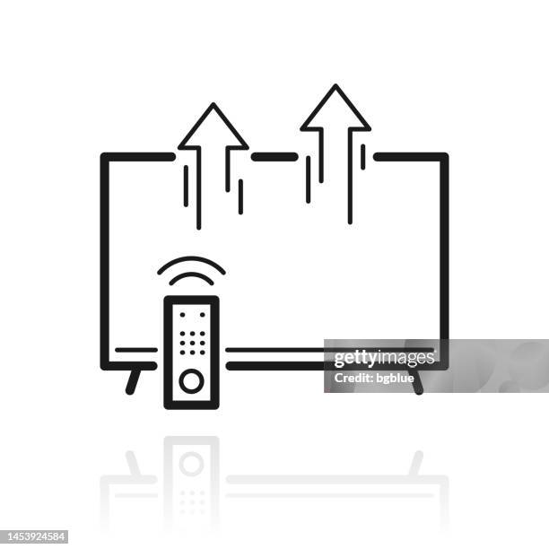 send from tv. icon with reflection on white background - looking at screen reflection stock illustrations