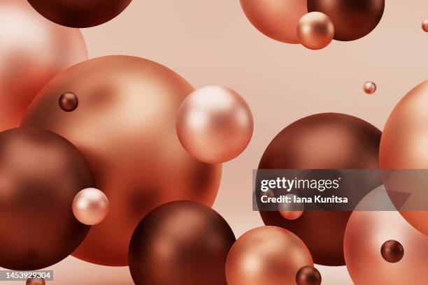 futuristic gentle background. beautiful pastel beige and brown 3d circles, spheres, bubbles. - haut empfindlich stock-fotos und bilder