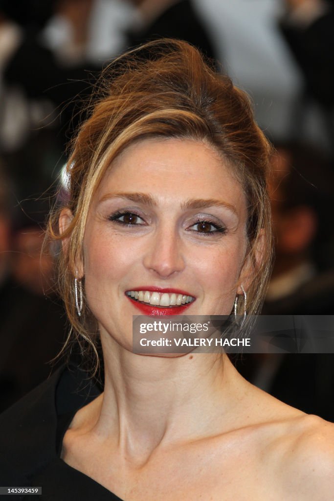 French actress Julie Gayet smiles as she