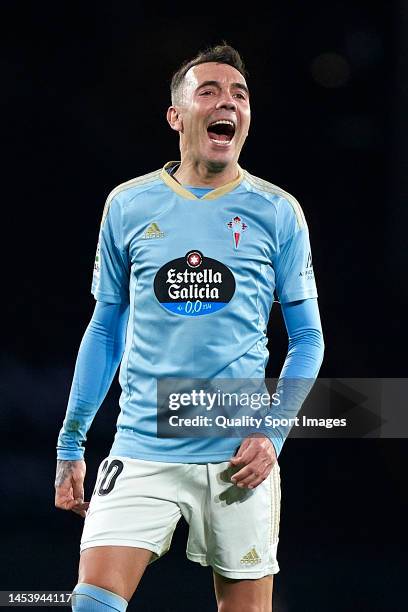 Iago Aspas of RC Celta de Vigo reacts during the LaLiga Santander match between RC Celta and Sevilla FC at Estadio Abanca Balaidos on December 30,...