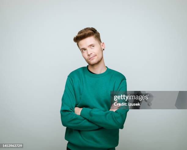 portrait of a young volunteer - blouse man stockfoto's en -beelden