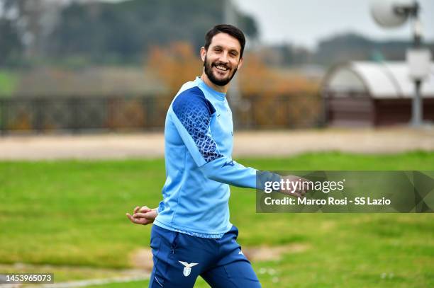 Luis Alberto of SS Lazio looks during the SS Lazio training session at the Formello sport centre on January 03, 2023 in Rome, Italy.