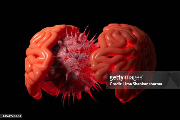 subvariant of omicron covid-19 inside human brain. - brain death stock pictures, royalty-free photos & images