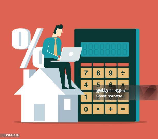 illustrations, cliparts, dessins animés et icônes de finance et investissement dans l’immobilier - homme d’affaires - endettement