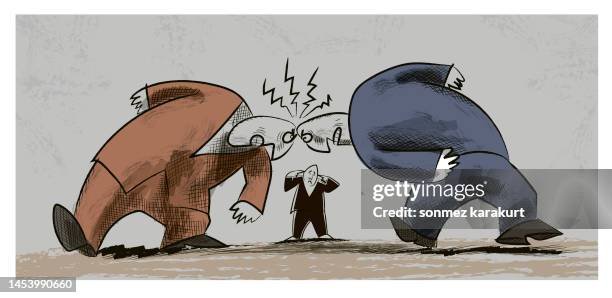 clash of ideas - men confrontation stock illustrations