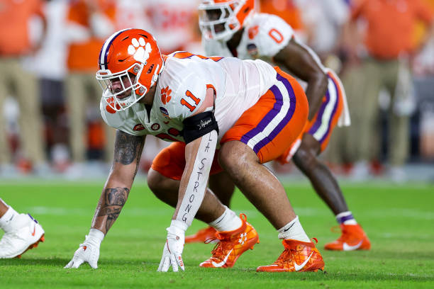 Bryan Bresee of the Clemson Tigers in action against the Tennessee Volunteers during the first half in the Capital One Orange Bowl