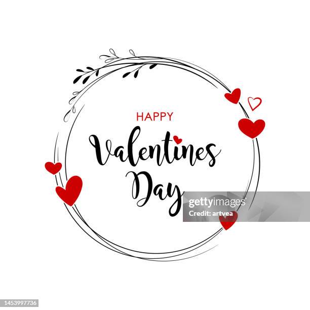 stockillustraties, clipart, cartoons en iconen met valentines day calligraphy banner with hearts in the frame - valentijnsdag