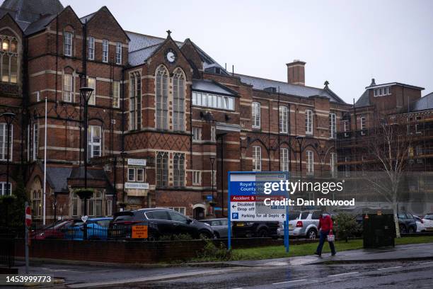 General view of the Royal Hampshire County Hospital on January 03, 2023 in Winchester, England. Hospitals across Hampshire have reinstated their...