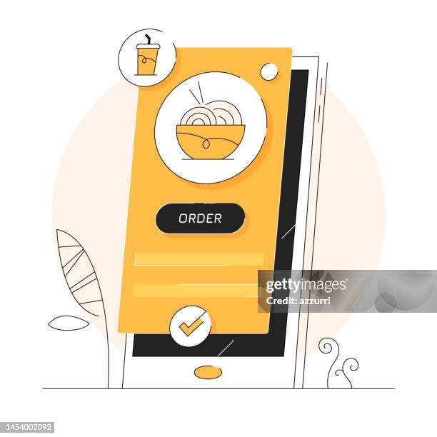 food order illustration for web and mobile apps - contactless ordering stock illustrations