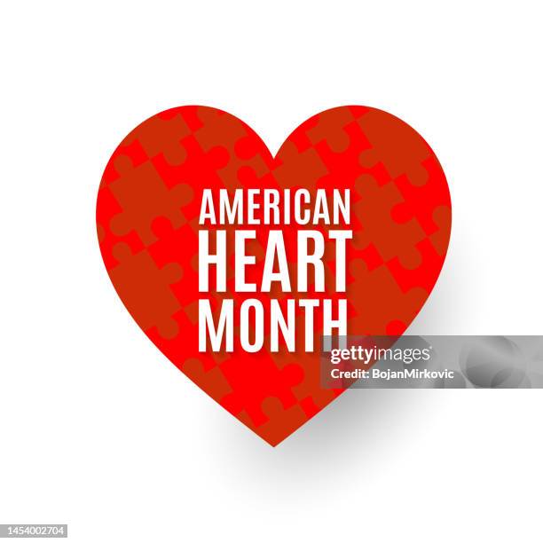 american heart month puzzle herz, februar. vektor - heart month stock-grafiken, -clipart, -cartoons und -symbole