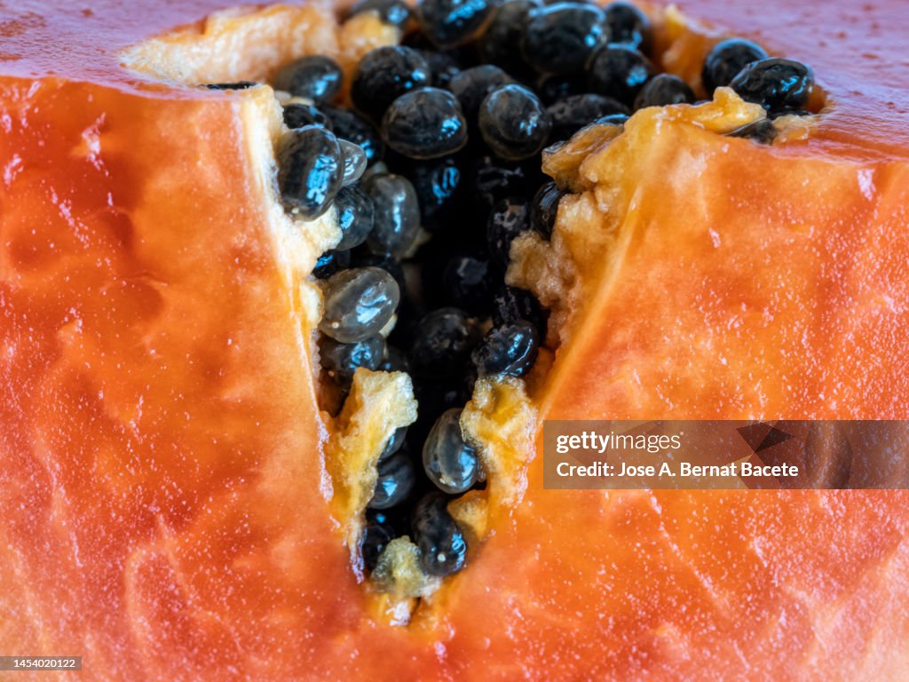 Top view fresh papaya ready be served.