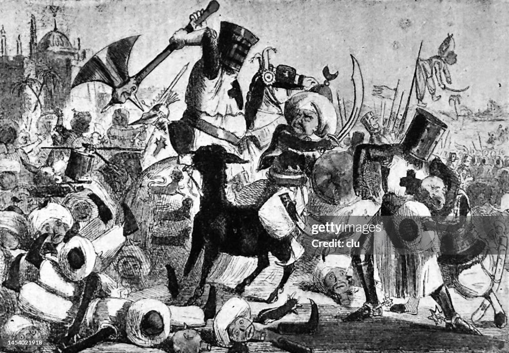 Terrific combat between Richard the lionheart and Saladin