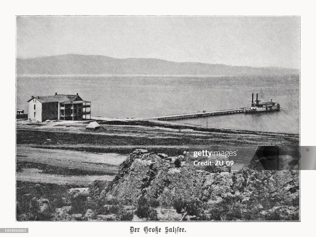 Great Salt Lake, Utah, USA, halftone print, published in 1899