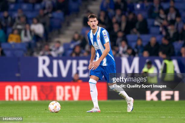 Cesar Montes of RCD Espanyol in action during the Copa del Rey Round of 32 match between RCD Espanyol and RC Celta at RCDE Stadium on January 03,...