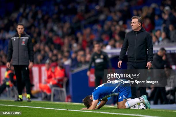 Head coach Carlos Carvalhal of RC Celta de Vigo looks on during the Copa del Rey Round of 32 match between RCD Espanyol and RC Celta at RCDE Stadium...