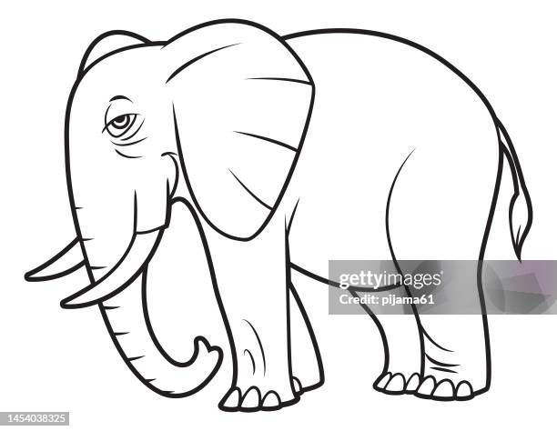 ilustrações, clipart, desenhos animados e ícones de elefante preto e branco - elephant