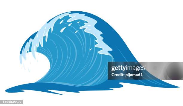 ocean wave auf weißem hintergrund - welle stock-grafiken, -clipart, -cartoons und -symbole