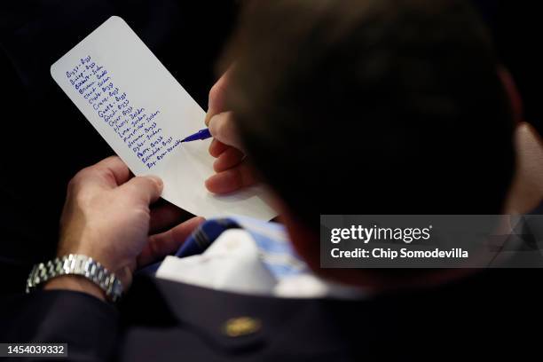 Rep. Richard Hudson tallies votes as the House of Representatives holds their vote for Speaker, on the first day of the 118th Congress in the House...
