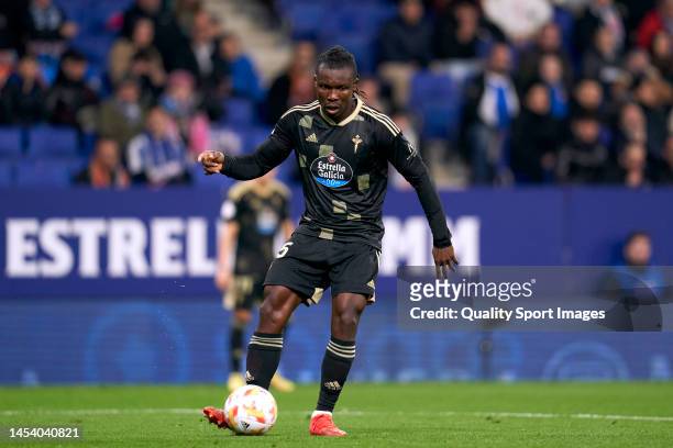 Joseph Aidoo of RC Celta de Vigo in action during the Copa del Rey Round of 32 match between RCD Espanyol and RC Celta at RCDE Stadium on January 03,...