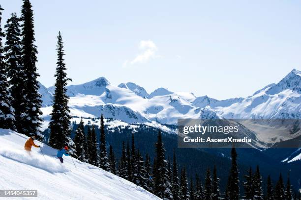 couple on a ski vacation - skis stock pictures, royalty-free photos & images