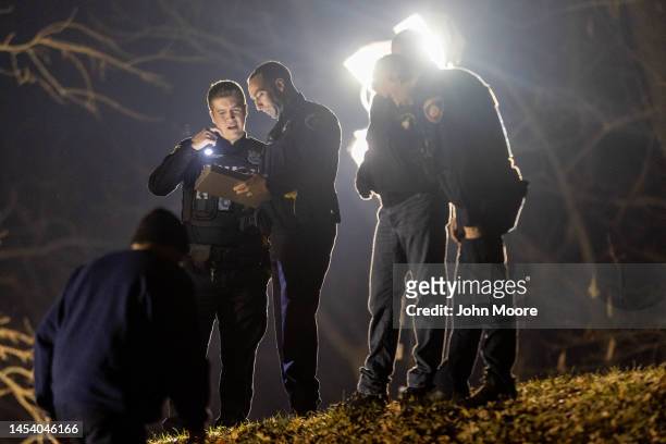 Police investigate a crime scene related to the suspected murder of a 2-year-old boy on January 02, 2023 in Stamford, Connecticut. Police are holding...