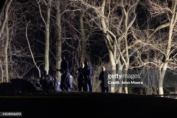 Police investigate a crime scene related to the suspected murder of a 2-year-old boy on January 02, 2023 in Stamford, Connecticut. Police are holding...